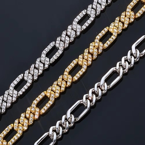 Chaîne cubaine personnalisable 7 mm <span class=keywords><strong>3</strong></span>-en-1 style Hop, entièrement ornée de strass, en laiton, bijoux pour hommes, type religieux chrétien - Product Image 2