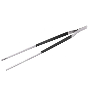 Pinces alimentaires en acier inoxydable noir antiadhésives avec poignée en silicone, pinces de cuisine pour la famille - Product Image 1