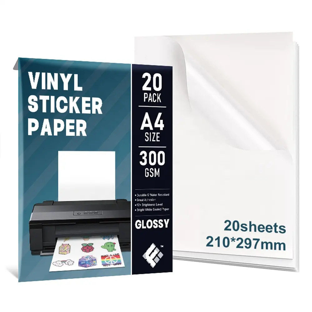Bester Preis Fy holografische Etiketten mattierte Tintenstrahlblätter glänzendes transparentes Blatt A4 Vinyl-Aufkleberpapier für Drucker