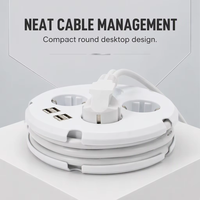 Multiprise de bureau 16A blanche GS avec 4 ports USB, prise EU, rallonge universelle de voyage, câble de prise multiple