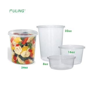Mangkuk Plastik Bulat Sekali Pakai untuk Salad, Buah, Sup, Ukuran 8, 12, 24, 32, 16 Oz, Aman untuk Microwave, dengan Tutup, Cetak Sesuai Pesanan dari Pabrik Fuling - Product Image 3