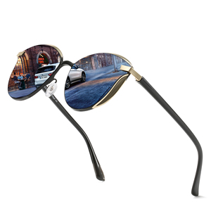 Stilvolle polarisierte Cat-Eye-Sonnenbrille für Damen, Sonnenbrille für Herren, bequemer Metallrahmen, verspiegelte Sonnenbrille zum Fahren, UV400 - Product Image 2