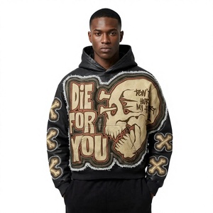 Sudadera con Capucha Gótica Oversize Personalizada de Moda Harajuku, Lavado Ácido, Hombros Caídos, Ajuste Regular, Bordado y Estampado, ¡Venta Caliente! - Product Image 1