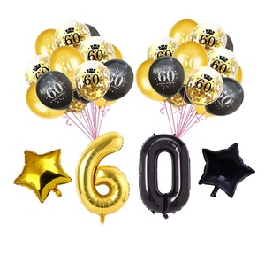 34Pcs Oro Nero 30 40 50 <span class=keywords><strong>60</strong></span> 70 80 Anni Di <span class=keywords><strong>Compleanno</strong></span> Palloncini 30th Decorazioni della Festa di <span class=keywords><strong>Compleanno</strong></span> 50th Oro Adulto nero Palloncini - Product Image 4