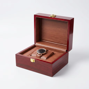 Boîte en bois rouge élégante, directement de l'usine, prête à offrir, conteneur de rangement multifonctionnel pour montres - Product Image 3