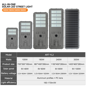 <span class=keywords><strong>Lampadaire</strong></span> <span class=keywords><strong>Solaire</strong></span> LED Tout-en-un Gaocheng Haute Performance Longue Portée Étanche IP65 100W 180W 240W <span class=keywords><strong>300W</strong></span> pour Autoroute, Compatible Paiement par L/C - Product Image 2