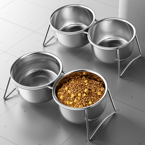 Paslanmaz Çelik Çift Köpek ve Kedi Mama/Su Kabı, Yükseltilmiş Standlı, Devrilmez - Product Image 4