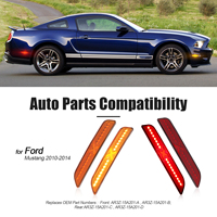 Feux latéraux LED de style X avec lentilles orange et rouges pour Ford Mustang 2010-2014, réflecteurs de pare-chocs avant ambre et arrière rouges, lot de 4 pièces