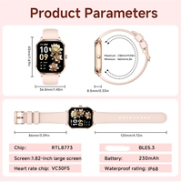Reloj Inteligente HD AK108 para Mujer con Correa de Acero Inoxidable, Llamadas por Bluetooth, Pantalla Grande HD de 1.82" 320*382, SPO2, Smartwatch 2026