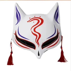 Kitsune Fox Mask Valentine's Day Summer Party Cosplay Japanese Kabuki Traditional Masks Masquerade Hand Paint Butterfly