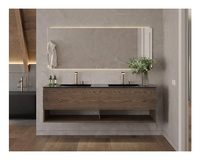 Armoire de salle de bain murale en marbre moderne et écologique avec miroir intelligent résistant à l'eau et lavabo pour villa
