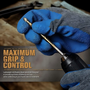 CITICITY 10 Gauge Gray Cotton Knitted Gloves Blue Crinkle Latex Coated PPE Safety Work Gloves for Construction - Product Image 6