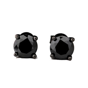 Pendientes de Moda Ruizuan Negros con Circonitas, Redondos, 1CT, 6.5mm, para Hombre - Product Image 2