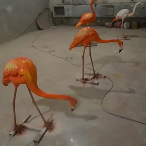 Estátua de fibra de vidro para animais, figura de flamingo em fibra de vidro, modelo de flamingo em resina para o zoológico