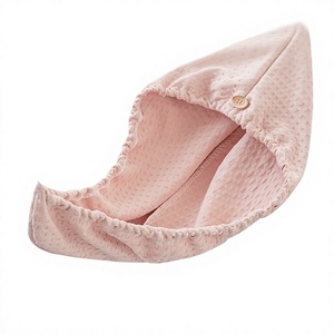 Exclusivité transfrontalière : Bonnet de séchage capillaire en microfibre ultra-absorbant à séchage rapide pour femme, motif gaufré, type foulard et bonnet de bain - Product Image 1