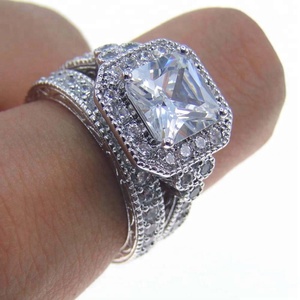 Anillos de Boda de Plata de Ley 925 con Circonita Blanca para Mujer, Conjunto de Anillos de Plata 925 - Product Image 6