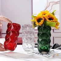 Vase en verre cristal facetté gaufré de style nordique, luxueux et coloré, pour table de salon ou décoration de table de mariage