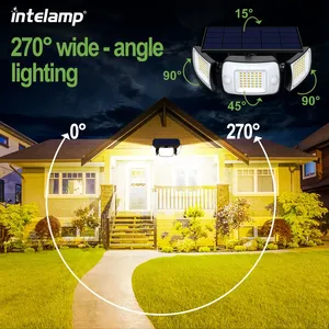 Lampada da giardino a LED per esterni a doppio sensore di movimento a 3 teste 296LED di illuminazione impermeabile ABS corpo IP65 per cortili - Product Image 5