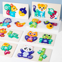 Rompecabezas de Madera 3D Personalizable con Figuras de Animales del Cadena de Alimentación, Juego de Mesa Educativo para Niños, Juguetes de Aprendizaje Temprano