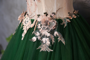 Abito <span class=keywords><strong>da</strong></span> Sera Primavera 2024 con Scollo a Barca e Applicazioni in Pizzo, <span class=keywords><strong>Vestito</strong></span> <span class=keywords><strong>da</strong></span> Principessa per Esibizioni Artistiche e Feste - Product Image 6