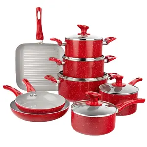 Hot Selling 13 Piece Cookware Set Nonstick Aluminum Double Granite Coated Cookware Set with Griddle