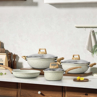 Ensemble de casseroles et poêles de cuisine en aluminium, sans PFOA, de haute qualité, pour cuisinière à induction, en céramique granit, antiadhésif