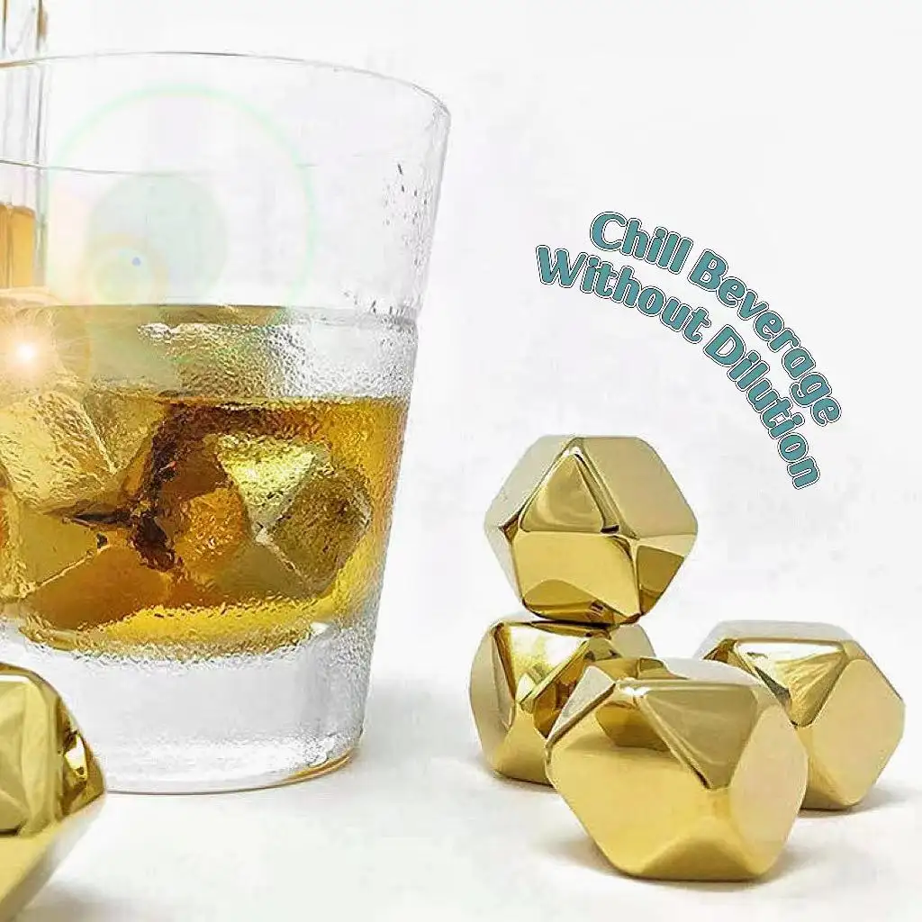 Fabriek Prijs Whiskey Stones 4 Sets Wijn Cooling Ijsblokjes Rvs Diamond Ice Cube