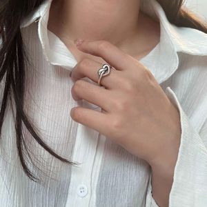 S925 Sterling Silver Knotted Heart <b>Ring</b> <b>Open</b> Index Finger Unisex Jewelry Gift - Product Image 2