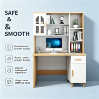 Bureau d'étude en bois moderne pour la maison, table d'écriture, bureau d'ordinateur avec bibliothèque, gain de place