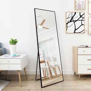 Miroir mural décoratif moderne en aluminium pleine longueur, argenté, sans cuivre, taille personnalisable, miroir pas cher en gros - Product Image 1