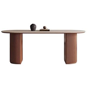 Oval Solid Wood Dining <b>Table</b> Bentwood Structure Stable For Dining Room - Product Image 5