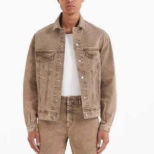 Vente chaude populaire coton Spandex Vintage <span class=keywords><strong>pierre</strong></span> lavage épais matériel Denim hommes vêtements de rue en plein air Denim veste - Product Image 4