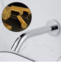 Robinet à capteur infrarouge mural Robinet de salle de bain froid simple sans contact Alimentation CC, robinet mural couleur chrome 8856