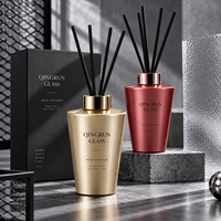 Bouteille diffuseur en verre conique électroplaqué vide en gros avec collier décoratif pour emballage cadeau et décoration de boutique