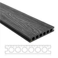 Planche de terrasse en composite bois-plastique (WPC) moderne et imperméable - Revêtement de sol extérieur avec surface à grain de bois pour jardin et terrasse