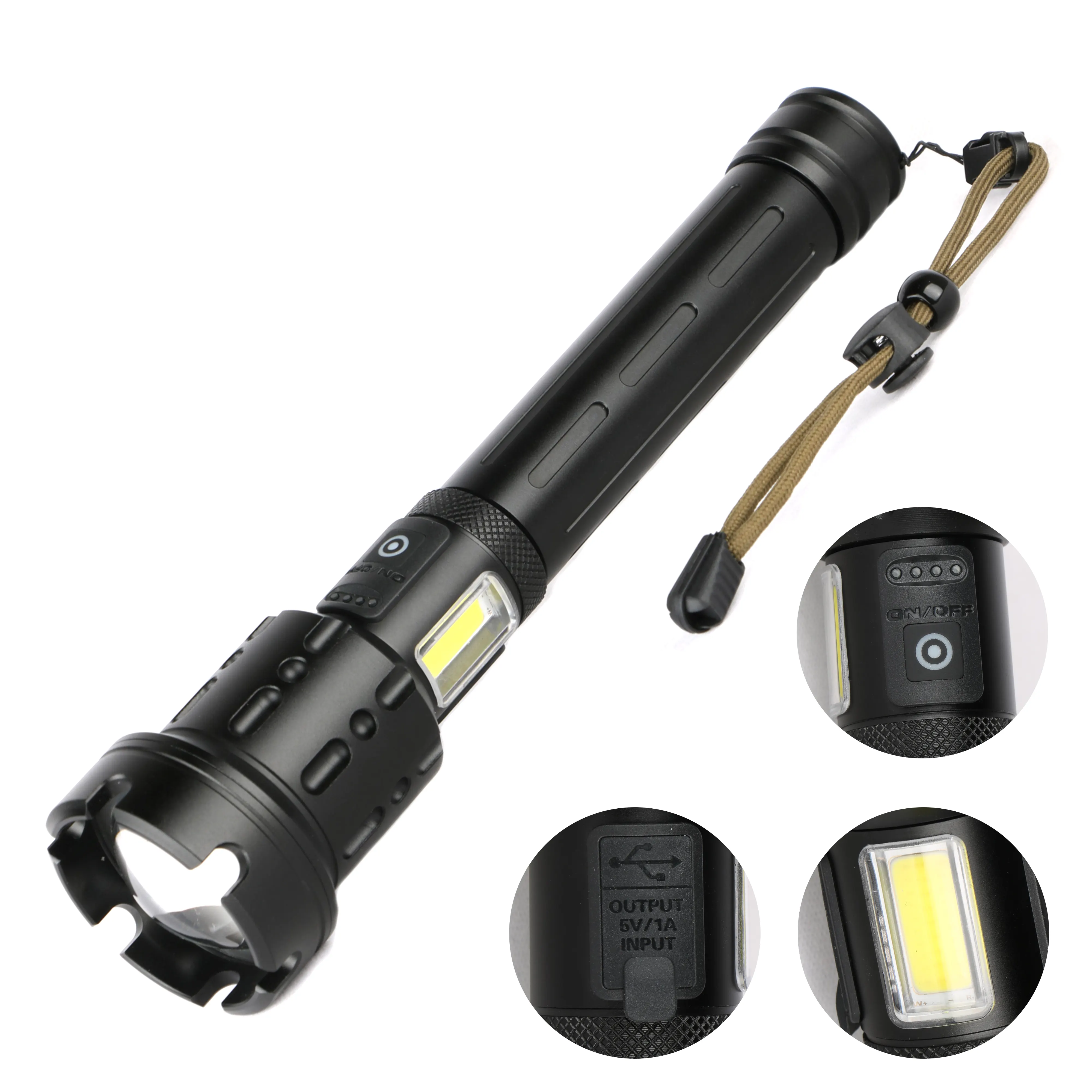 Torch light XHP160 Long Distance led torch tactical white with red light 6 modes USB Type-C rechargeable high power flashlight