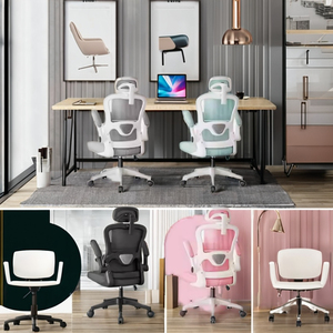 เก้าอี้สำนักงานที่ออกแบบตามหลักสรีรศาสตร์เก้าอี้สำนักงานมีพนักพิงสูงสะดวกสบายสะดวกสบายในการจัดการคอมพิวเตอร์ดีไซน์ตาข่ายหมุนได้ทันสมัยผ้าโลหะปรับได้ - Product Image 4