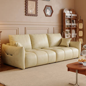 <span class=keywords><strong>โซฟา</strong></span>หนัง PU ลายวินเทจเคลือบแว็กซ์น้ำมัน สไตล์โมเดิร์นมินิมอล แบบกลาง สำหรับห้องนั่งเล่นหรืออพาร์ตเมนต์ 3 ที่นั่ง - Product Image 2