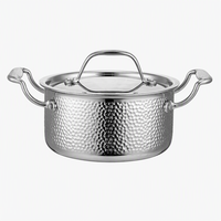 WOXIANG Marmite à fondue surélevée 16 cm en acier inoxydable 3 couches à rayures martelées pour une cuisson uniforme et des repas de table