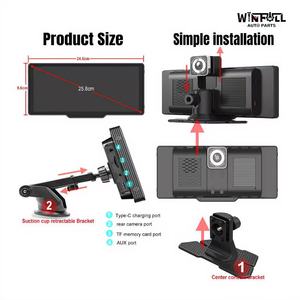 จอแสดงผลในรถยนต์แบบพกพาขนาด 10.26 นิ้ว รองรับ Wireless Carplay และ Android Auto พร้อมกล้องบันทึกหน้า-หลัง ความละเอียด 4K และระบบนำทาง GPS - Product Image 3