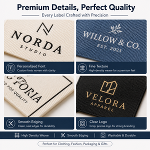 End Fold Woven Garment Label Twill Care Clothing <b>Tag</b> Custom Private Logo Cotton Printed Labels <b>Clothes</b> Etiquetas Personalizadas - Product Image 2