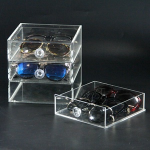 Handmade Customizable <b>Stackable</b> Acrylic <b>Storage</b> Organizer for Eyeglasses Sunglasses Reading Glasses-3-<b>Drawer</b> Display Display - Product Image 2