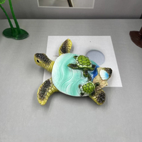 Artisanat en résine peint à la main sur mesure, aimants de réfrigérateur 3D, souvenirs de voyage créatifs, tortue de plage, tortue mère-enfant, aimants de réfrigérateur