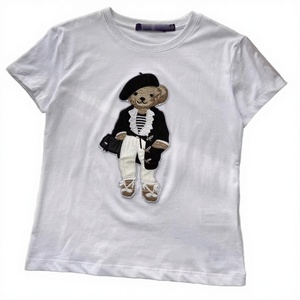 เสื้อยืดแขนสั้นลำลองสำหรับผู้หญิง คอลเลคชั่นฤดูใบไม้ผลิ/ฤดูร้อน 26 รุ่น Cross-border/RL Little Bear ผ้าฝ้ายแท้ งานปักลาย 3 มิติ - Product Image 2