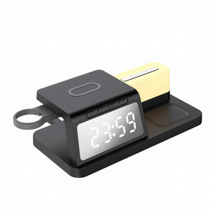 Prix compétitifs pour une station de charge sans fil polyvalente 15W QC3.0 avec alarme, 2 ports Type-C, 9V/2A, lumières LED 7 couleurs, compatible iWatch - Product Image 1