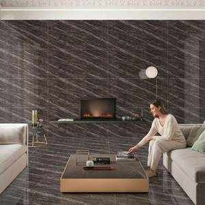 Azulejos de suelo Amezon Choco Baño de cerámica 600x1200 Mm Exterior Interior Pulido Azulejos de aspecto de mármol esmaltado Doble carga - Product Image 1