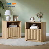 JIAMEIJIA Chevet double moderne à lumière naturelle avec bande décorative verticale pour chambre à coucher