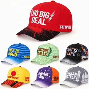 Casquette de baseball brodée avec slogan, bicolore, 5 panneaux, en coton, avec visière color block - Product Image 4