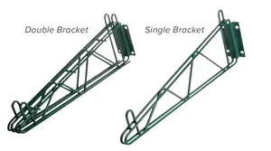 ポストまたはダイレクトマウントブラケット付き壁掛けワイヤーシェルフストレージ緑色粉体塗装ラック