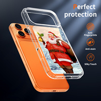 Coque de téléphone rigide transparente en PC personnalisée avec impression de Noël (Père Noël et sapin) pour iPhone 16 17 18 Pro Max, compatible OEM ODM, vente en gros